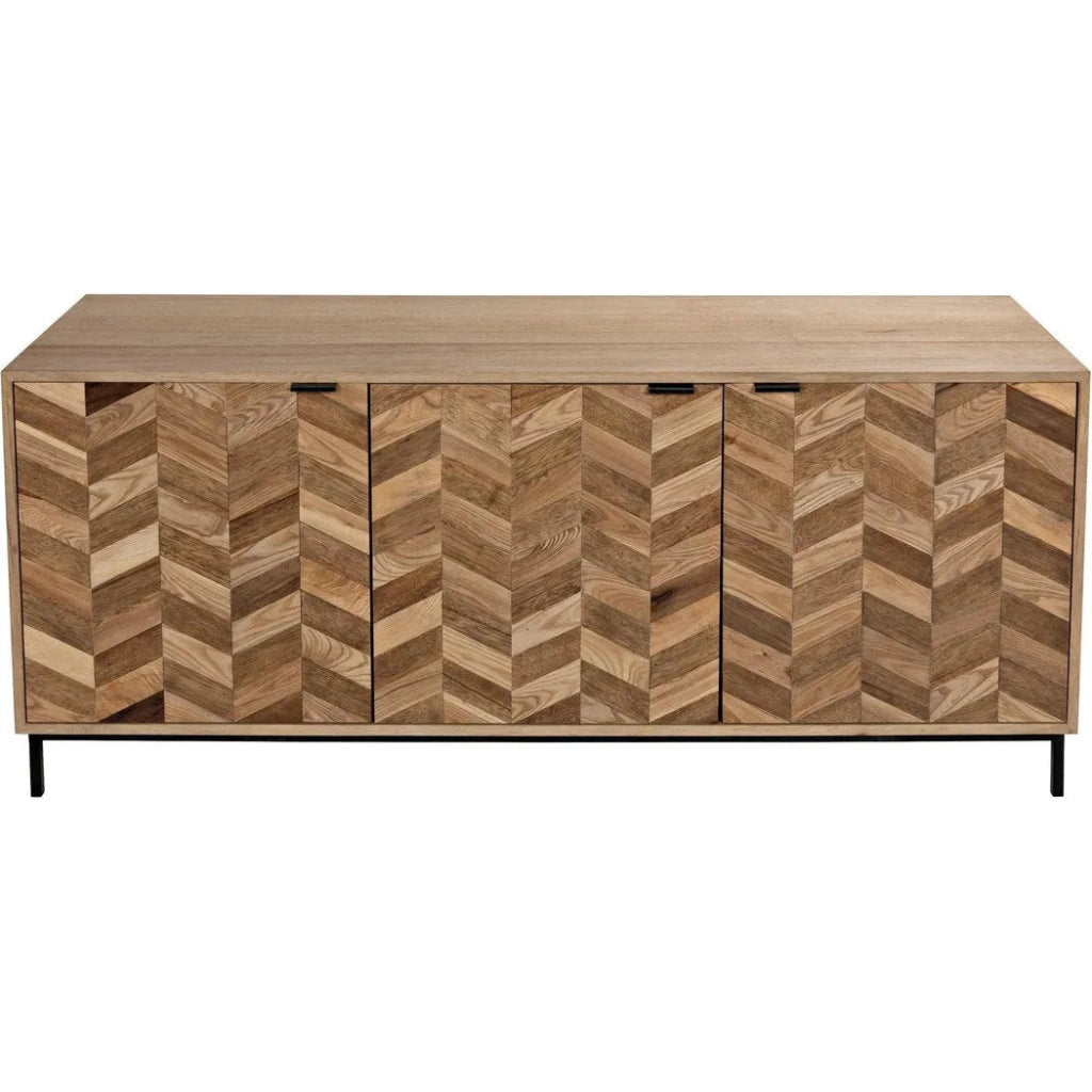 Herringbone Wood and Steel Sideboard - LOOMLAN - Noir - Sideboards