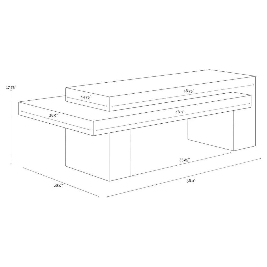 Herriot Concrete Outdoor Rectangular Coffee Table - LOOMLAN - SUNPAN - Outdoor Coffee Tables