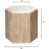 Hexagon Cream MarbleSolid Wood End Table Argan - Large - LOOMLAN - Jamie Young - Side Tables