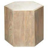 Hexagon Cream MarbleSolid Wood End Table Argan - Large - LOOMLAN - Jamie Young - Side Tables