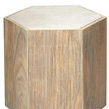 Hexagon Cream MarbleSolid Wood End Table Argan - Large - LOOMLAN - Jamie Young - Side Tables