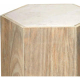 Hexagon Cream MarbleSolid Wood End Table Argan - Large - LOOMLAN - Jamie Young - Side Tables