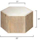 Hexagon Cream MarbleSolid Wood End Table Argan - Small - LOOMLAN - Jamie Young - Side Tables