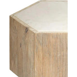 Hexagon Cream MarbleSolid Wood End Table Argan - Small - LOOMLAN - Jamie Young - Side Tables