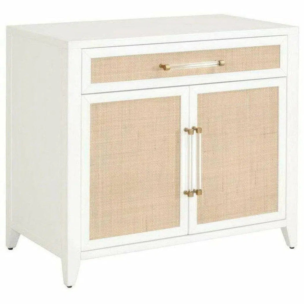 Holland White Rattan Scandinavian Nightstand - LOOMLAN - Essentials For Living - Nightstands