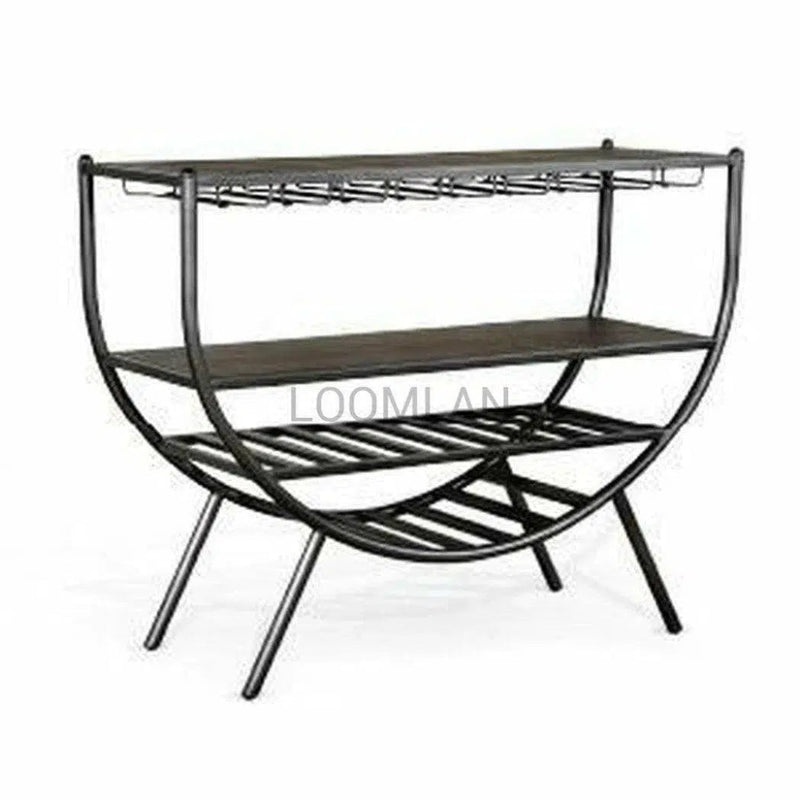 Homestead Dark Brown Wine Rack Server - LOOMLAN - Sunny D - Home Bar Carts