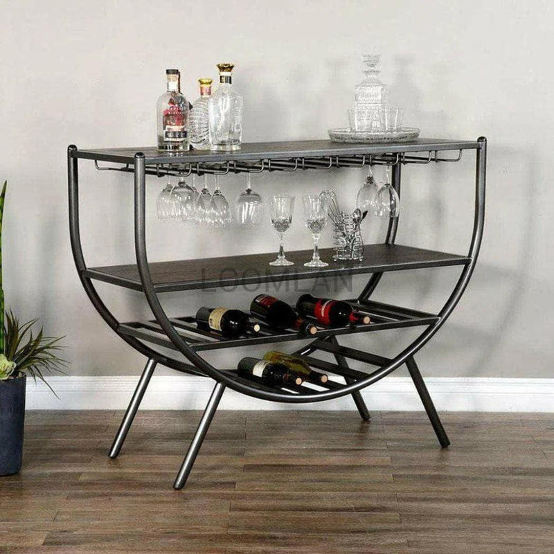 Homestead Dark Brown Wine Rack Server - LOOMLAN - Sunny D - Home Bar Carts