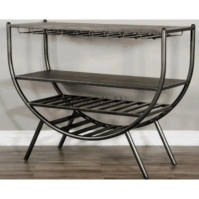 Homestead Dark Brown Wine Rack Server - LOOMLAN - Sunny D - Home Bar Carts