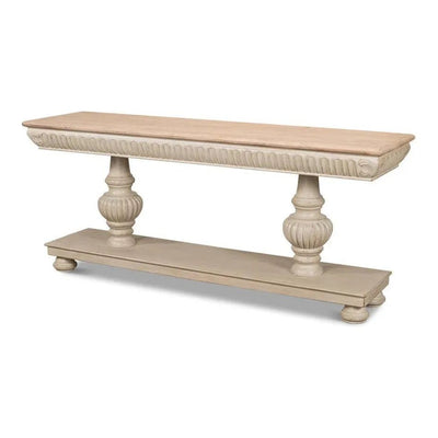 Hugo Console Table Storage Stone Grey Natural - LOOMLAN - Sarreid - Console Tables