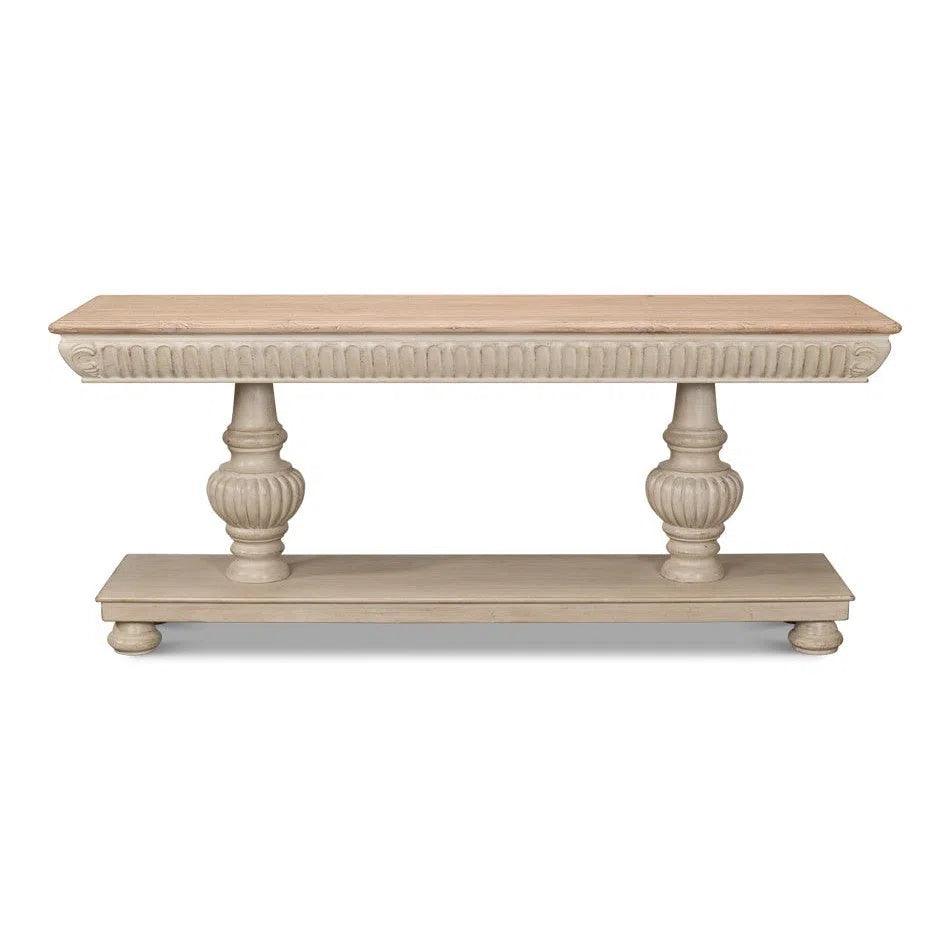 Hugo Console Table Storage Stone Grey Natural - LOOMLAN - Sarreid - Console Tables