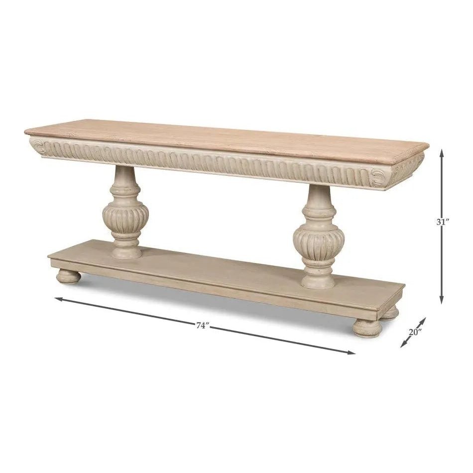 Hugo Console Table Storage Stone Grey Natural - LOOMLAN - Sarreid - Console Tables