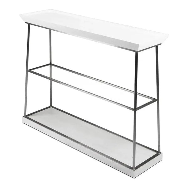 Hunt Country Small Console Table Slim Shelves White - LOOMLAN - Sarreid - Console Tables