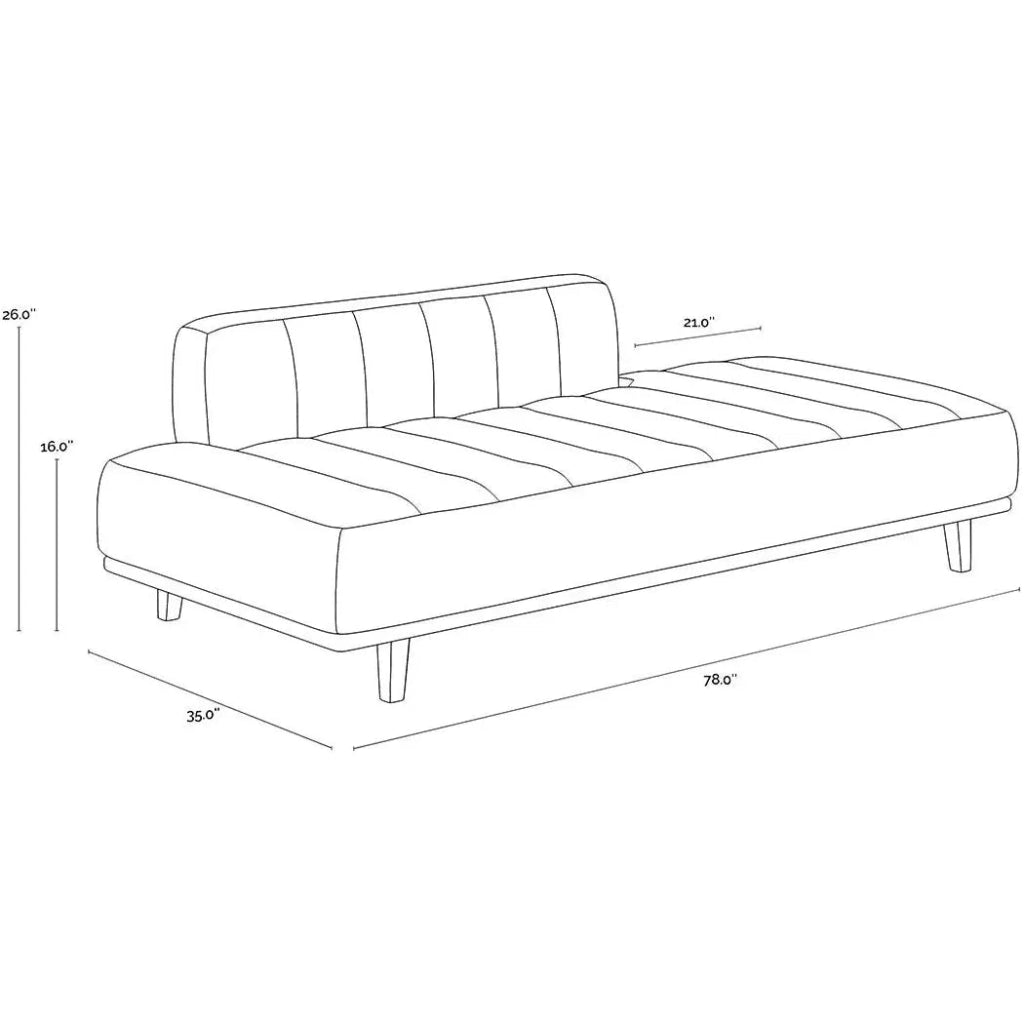 Ilyana Daybed Aline Butternut Leather Wood Base - LOOMLAN - SUNPAN - Sofas & Loveseats