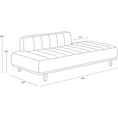 Ilyana Daybed Aline Butternut Leather Wood Base - LOOMLAN - SUNPAN - Sofas & Loveseats