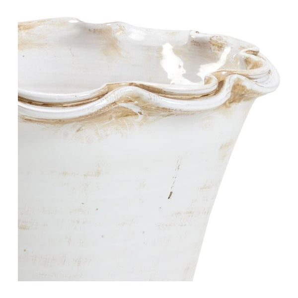 Impruneta Fluted White Glaze Pot - LOOMLAN - Wildwood - Planters