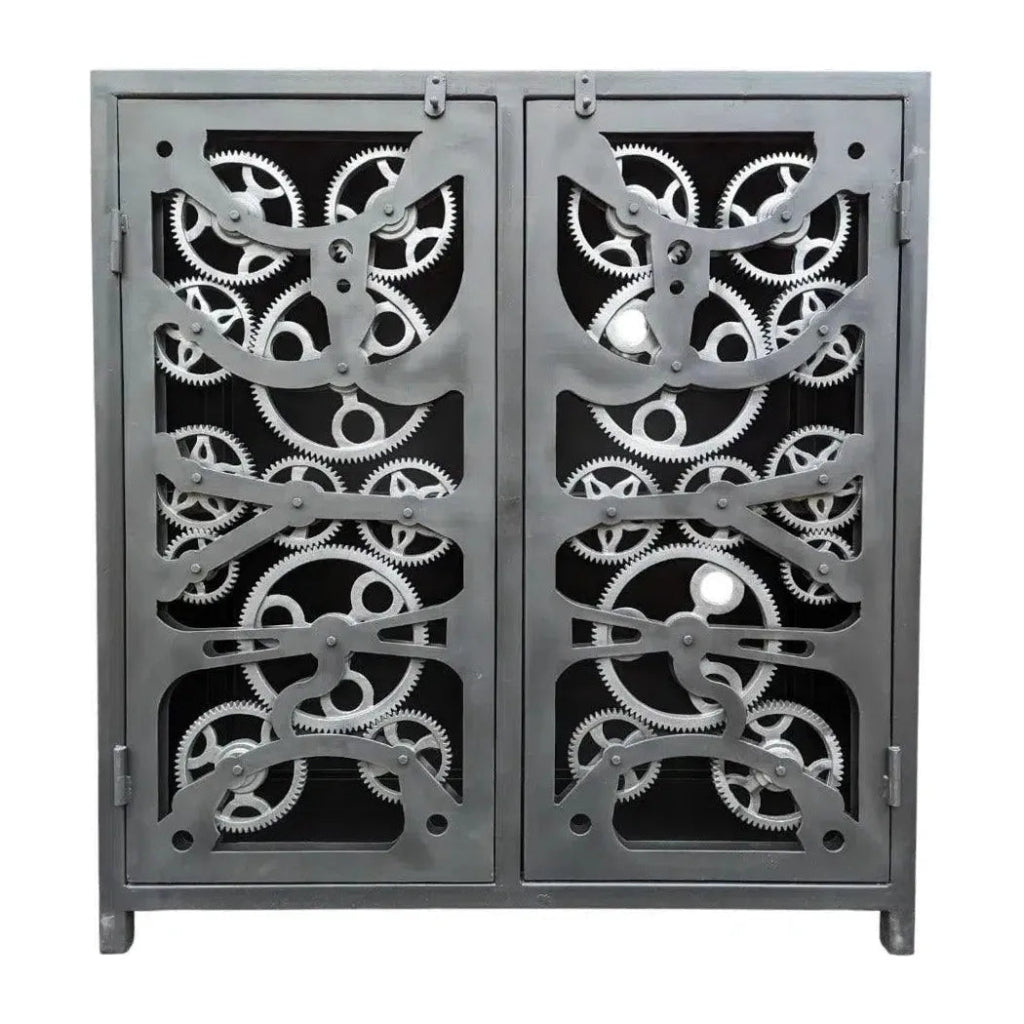 Industrial Gears Black Metal Accent Cabinet - LOOMLAN - LOOMLAN - Accent Cabinets