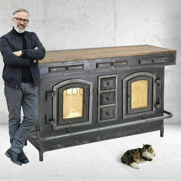 Industrial Home Bar Island Counter Cabinet - LOOMLAN - LOOMLAN - Home Bar Islands