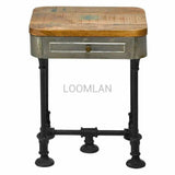 Industrial Rectangular 1 Drawer End Side Table - LOOMLAN - LOOMLAN - Side Tables