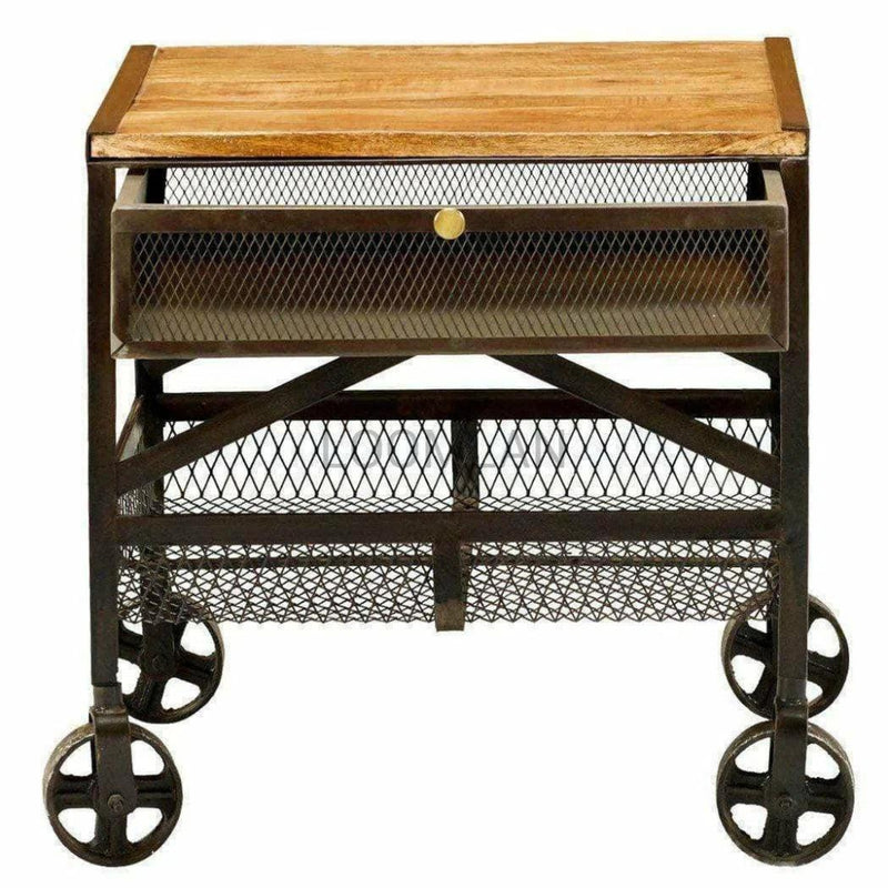 Industrial Side Table With Wheels - LOOMLAN - LOOMLAN - Side Tables