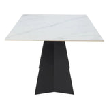 Inky Stone & Steel White Rectangular Dining Table - LOOMLAN - Zuo Modern - Dining Tables