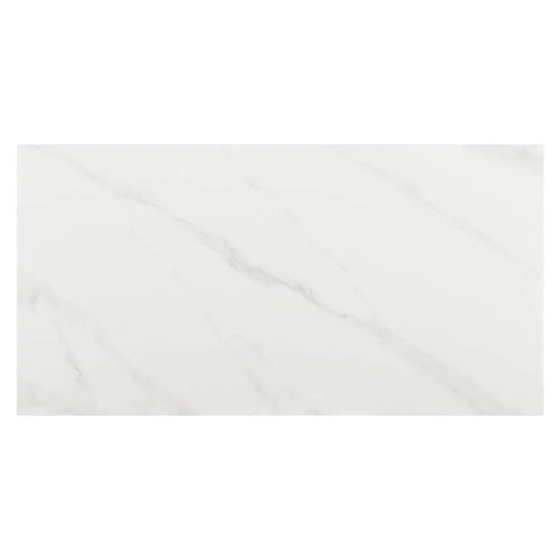 Inky Stone & Steel White Rectangular Dining Table - LOOMLAN - Zuo Modern - Dining Tables