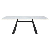 Inky Stone & Steel White Rectangular Dining Table - LOOMLAN - Zuo Modern - Dining Tables