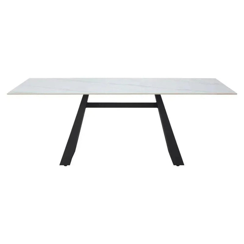 Inky Stone & Steel White Rectangular Dining Table - LOOMLAN - Zuo Modern - Dining Tables