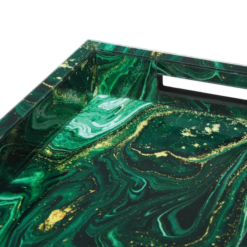 Interstellar Glass Encased Green Tray - LOOMLAN - Currey & Co - Trays