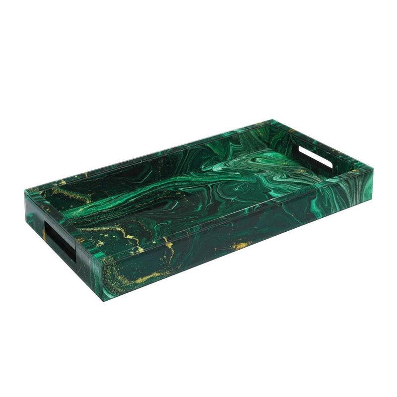 Interstellar Glass Encased Green Tray - LOOMLAN - Currey & Co - Trays