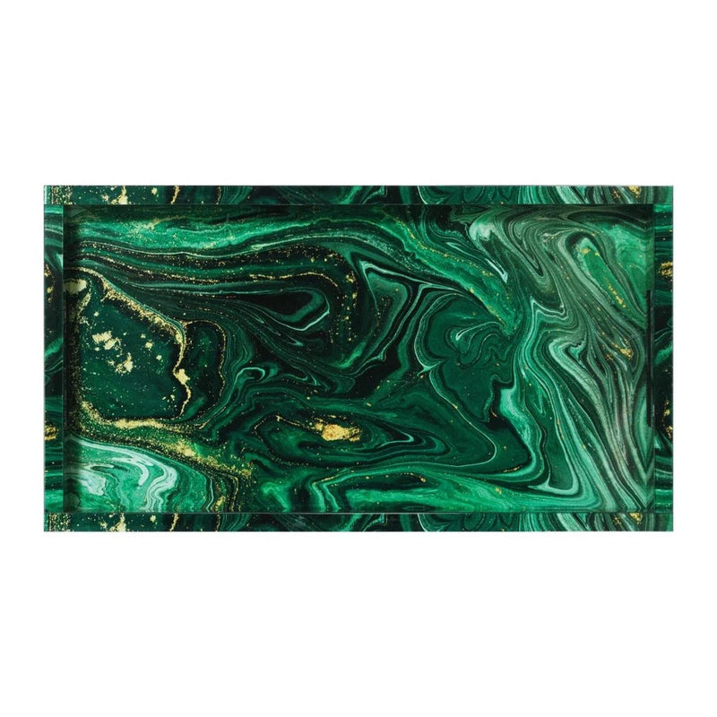 Interstellar Glass Encased Green Tray - LOOMLAN - Currey & Co - Trays