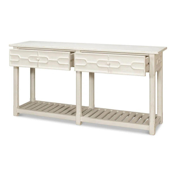 Isla Console Table Drawer & Storage Antique White - LOOMLAN - Sarreid - Console Tables