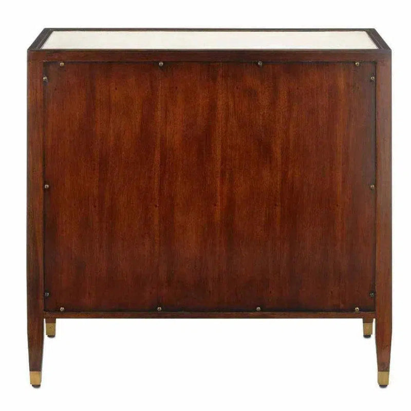 Ivory Dark Walnut Brass Evie Shagreen Chest - LOOMLAN - Currey & Co - Chests