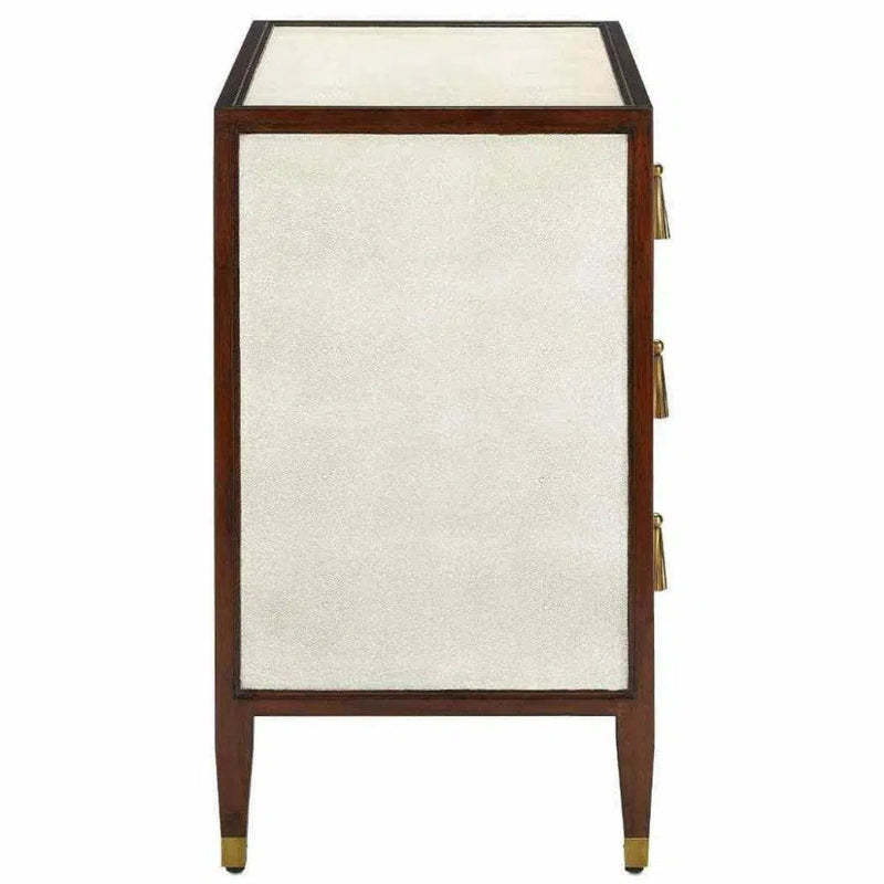 Ivory Dark Walnut Brass Evie Shagreen Chest - LOOMLAN - Currey & Co - Chests