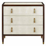 Ivory Dark Walnut Brass Evie Shagreen Chest - LOOMLAN - Currey & Co - Chests