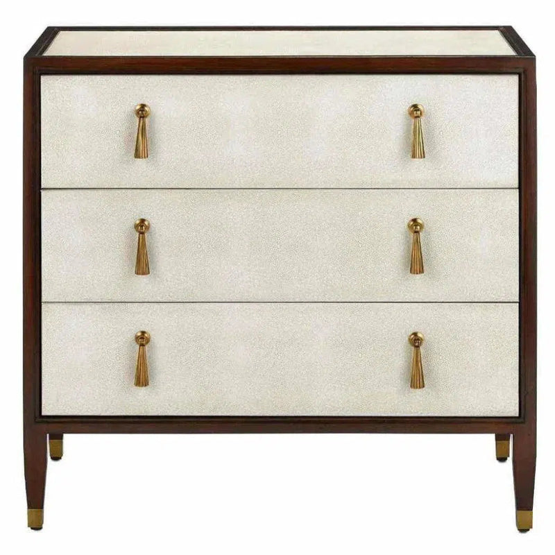 Ivory Dark Walnut Brass Evie Shagreen Chest - LOOMLAN - Currey & Co - Chests