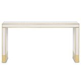 Ivory Satin Brass Arden Ivory Console Table - LOOMLAN - Currey & Co - Console Tables