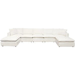 Ivy 7 - Piece Dual Chaise Sectional White Faux Shearling - LOOMLAN - Diamond Sofa - Sectionals