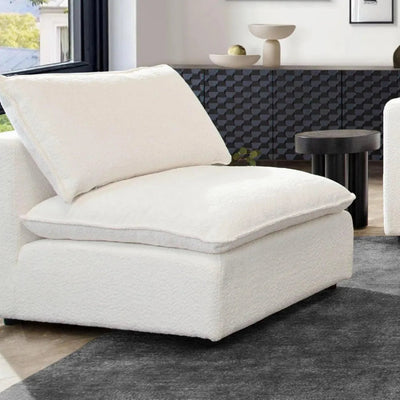 Ivy Armless Chair in White Faux Shearling - LOOMLAN - Diamond Sofa - Accent Chairs