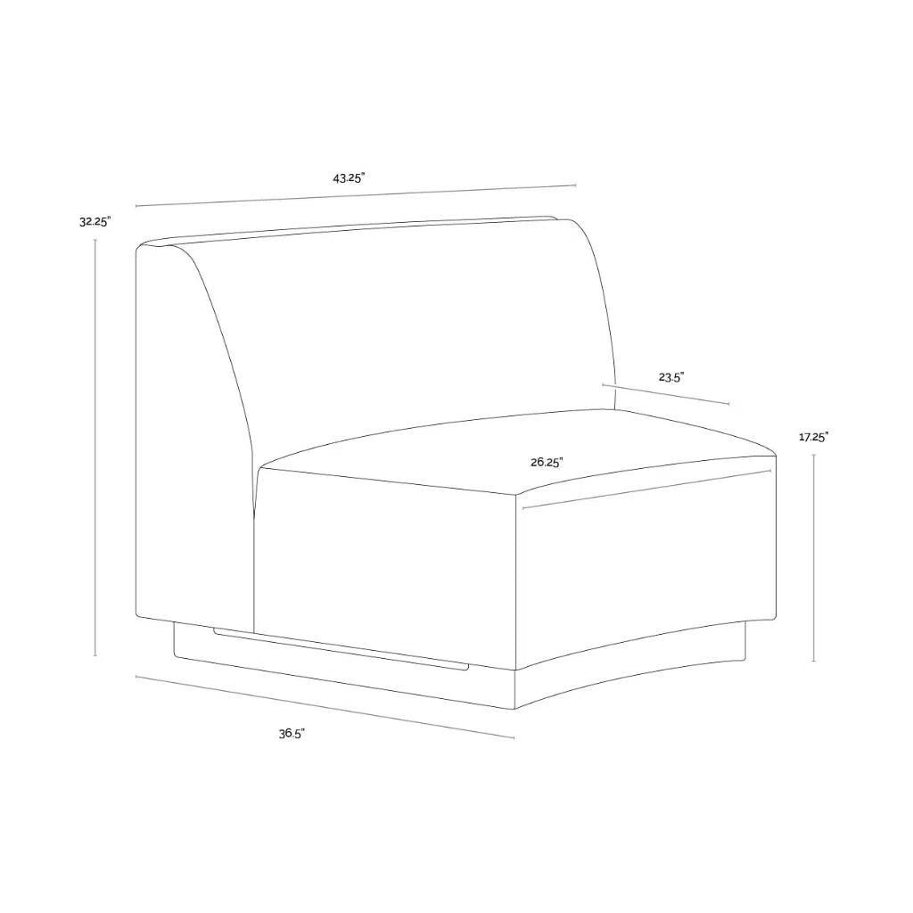 Jaclyn Fabric Modular Armless Chair - LOOMLAN - Modular Sofas