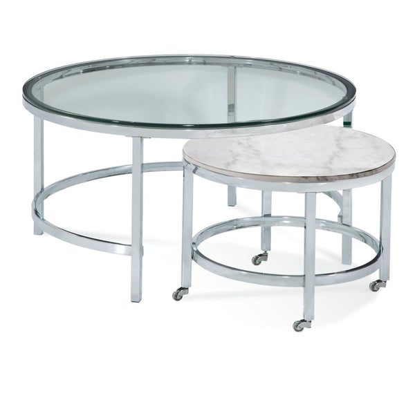 Jadyn Glass Top Nesting Cocktail Table - LOOMLAN - Bassett Mirror - Coffee Tables