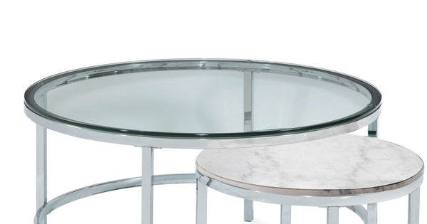 Jadyn Glass Top Nesting Cocktail Table - LOOMLAN - Bassett Mirror - Coffee Tables