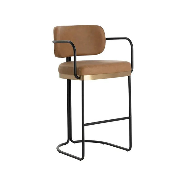 Jalen Leather Barstool - LOOMLAN - SUNPAN - Bar Stools