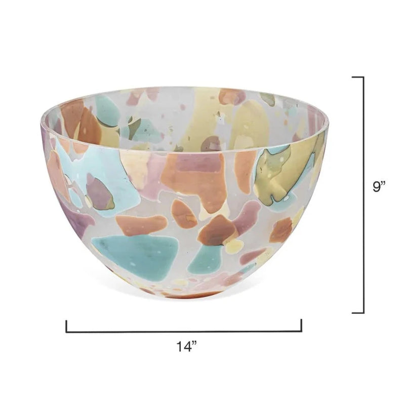 Pink Jaspe Glass Watercolor Bowl - Large