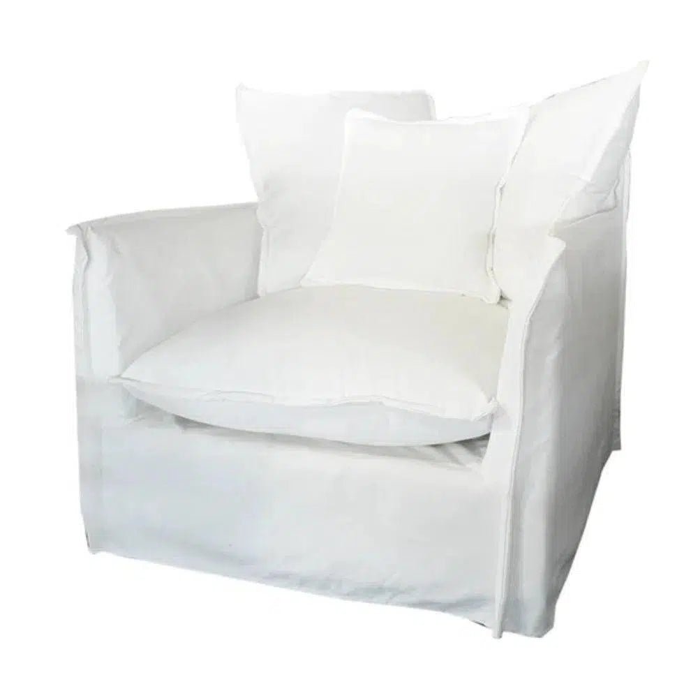 Jason Outdoor Slipcovered Chair White - LOOMLAN - Artesia - Outdoor Lounge Chairs