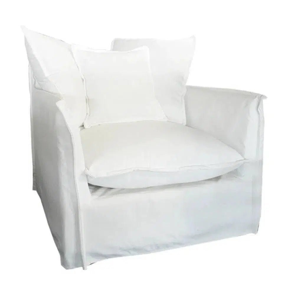 Jason Outdoor Slipcovered Chair White - LOOMLAN - Artesia - Outdoor Lounge Chairs