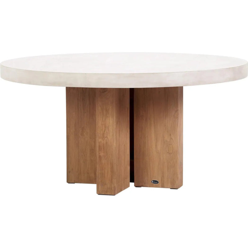 Java Outdoor Teak & Concrete Dining Table - White - LOOMLAN - Seasonal Living - Outdoor Dining Tables