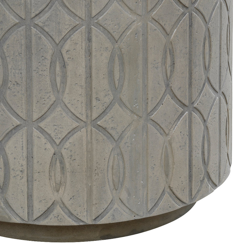 Trellis Concrete Round Outdoor End Table