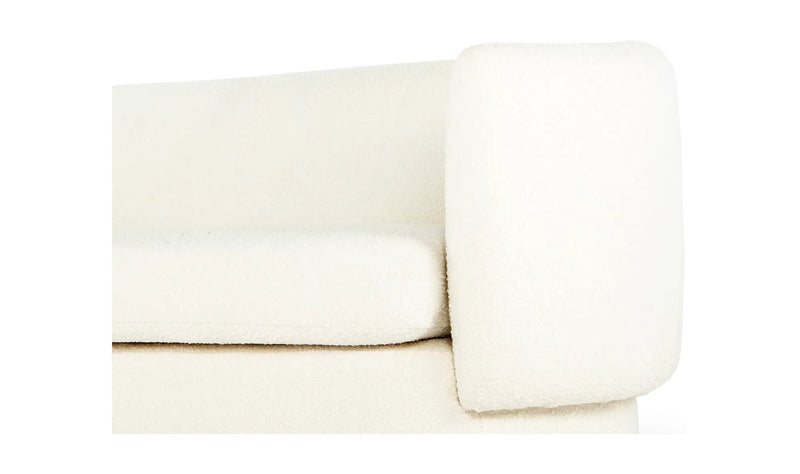 84" Koba Boucle Sheepskin White Sherpa Contemporary Barrel Sofa