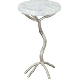 Joel Side Table White & Silver - LOOMLAN - Zuo Modern - Side Tables