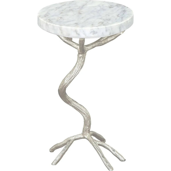 Joel Side Table White & Silver - LOOMLAN - Zuo Modern - Side Tables